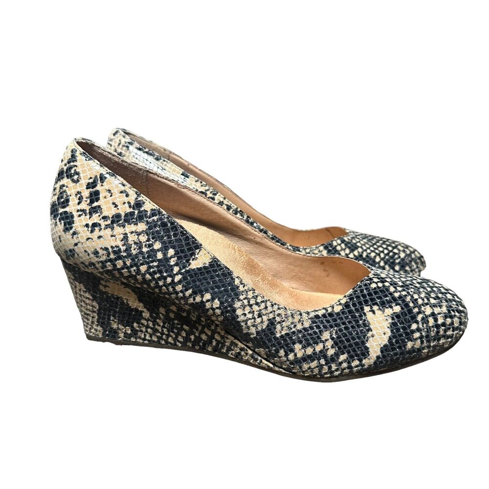 Vionic Women's Antonia Orthoheel Snakeskin Leather Wedge Comfort Heels Size 7